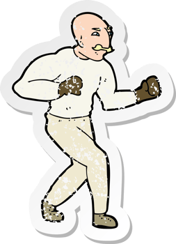 retro distressed sticker of a cartoon victorian boxer drawing png