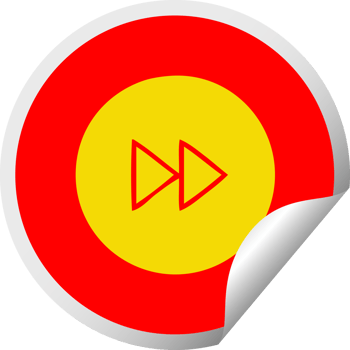 circular peeling sticker cartoon of a fast forward button png