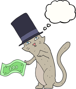 hand drawn thought bubble cartoon rich cat png