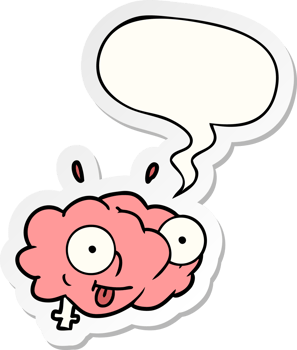 funny cartoon brain with speech bubble sticker png