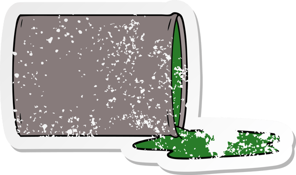 distressed sticker of a cartoon toxic waste png