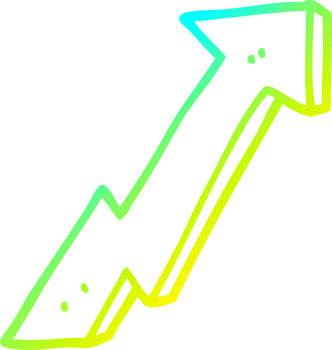 cold gradient line drawing of a cartoon positive growth arrow png