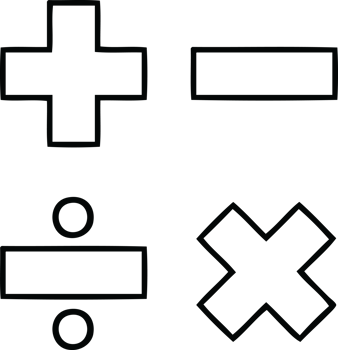 line drawing cartoon of a math symbols png