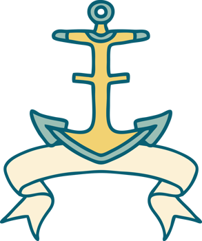 traditional tattoo with banner of an anchor png