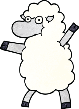 cartoon doodle sheep standing upright png