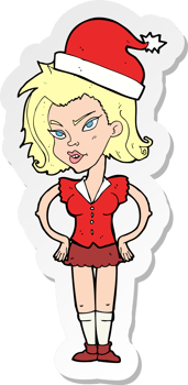 sticker of a cartoon woman in christmas hat png