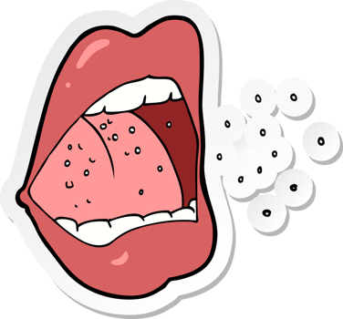 sticker of a cartoon sneezing mouth png