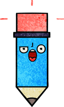 retro grunge texture cartoon of a pencil png
