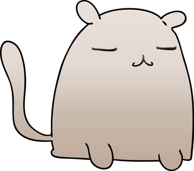 gradient shaded quirky cartoon cat png