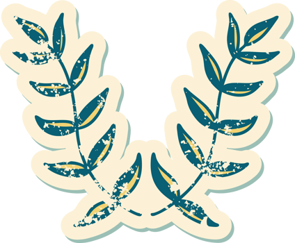 iconic distressed sticker tattoo style image of a laurel png