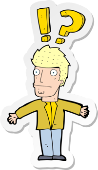sticker of a cartoon confused man png