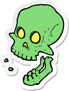 sticker of a cartoon laughing skull png