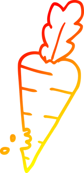warm gradient line drawing of a cartoon carrot with bite marks png