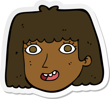 sticker of a cartoon happy female face png