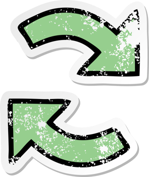 distressed sticker of a cute cartoon recycling arrows png