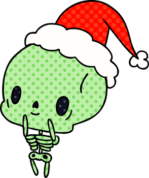 hand drawn christmas cartoon of kawaii skeleton png