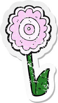 retro distressed sticker of a cartoon flower png