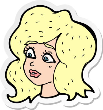 sticker of a cartoon woman looking concerned png