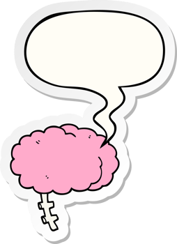 cartoon brain with speech bubble sticker png