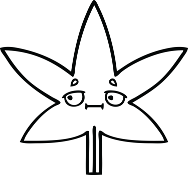 line drawing cartoon of a marijuana leaf png