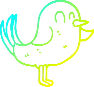 cold gradient line drawing of a cartoon bird pointing png