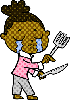 cartoon crying hungry woman pointing png