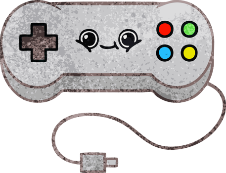 retro grunge texture cartoon of a game controller png