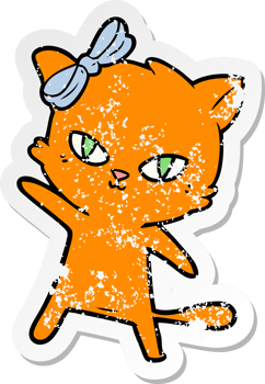 distressed sticker of a cute cartoon cat png