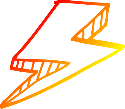 warm gradient line drawing of a cartoon lightning bolt png