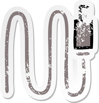 distressed sticker of a cute cartoon audio wire png