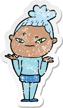 distressed sticker of a cartoon woman png