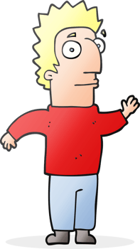 hand drawn cartoon man waving png