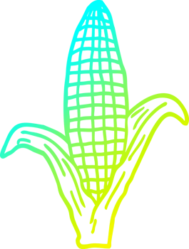 cold gradient line drawing of a cartoon corn on cob png
