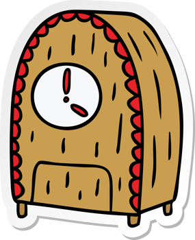 hand drawn sticker cartoon doodle of an old fashioned clock png