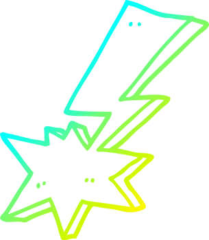 cold gradient line drawing of a cartoon lightning bolt png