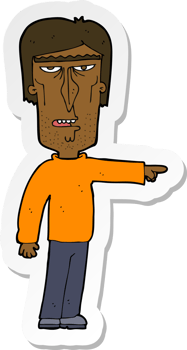 sticker of a cartoon pointing man png