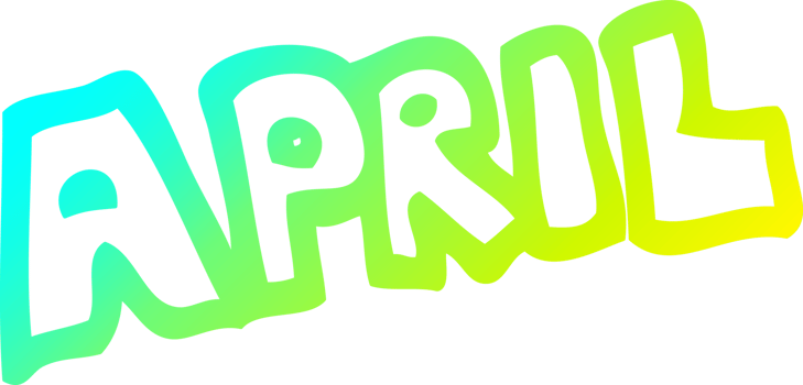 cold gradient line drawing of a cartoon month of april png