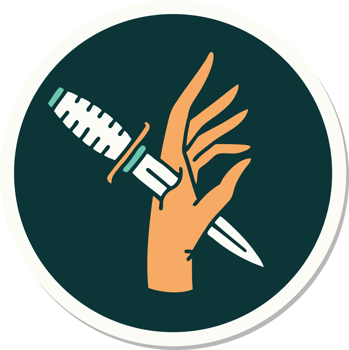 sticker of tattoo in traditional style of a dagger in the hand png