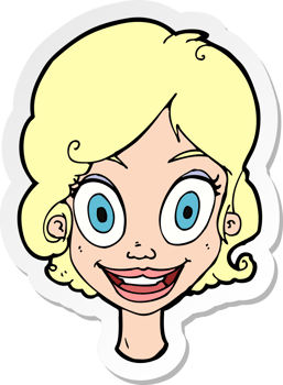 sticker of a cartoonhappy woman png