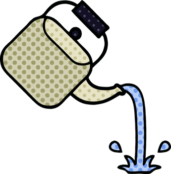 comic book style cartoon of a pouring kettle png
