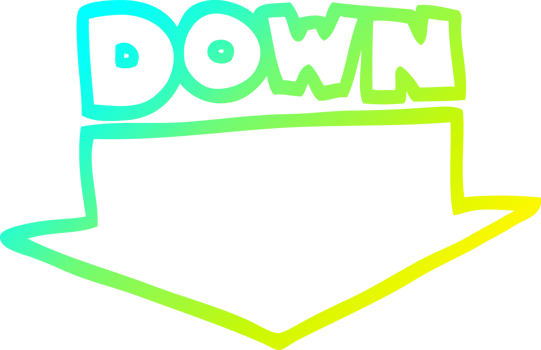 cold gradient line drawing of a cartoon down arrow png
