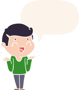 cartoon laughing confused man with speech bubble in retro style png