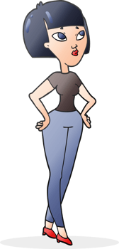 hand drawn cartoon woman png