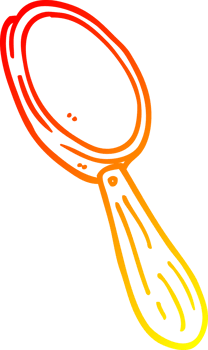warm gradient line drawing of a cartoon magnifying glass png