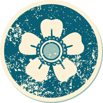 iconic distressed sticker tattoo style image of a flower png