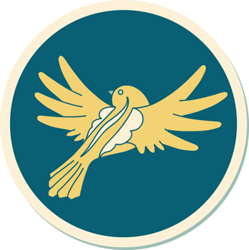 sticker of tattoo in traditional style of a flying bird png