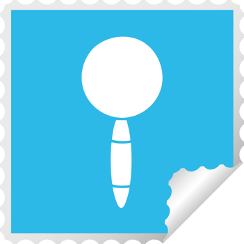 square peeling sticker cartoon of a magnifying glass png