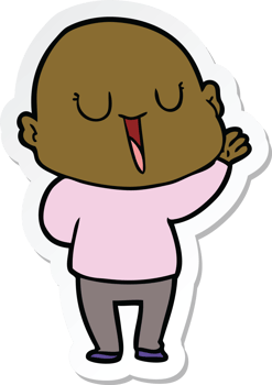 sticker of a happy cartoon bald man png
