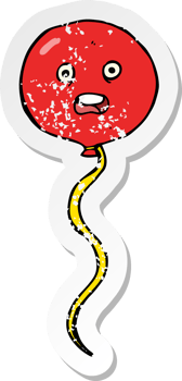 retro distressed sticker of a cartoon balloon with face png