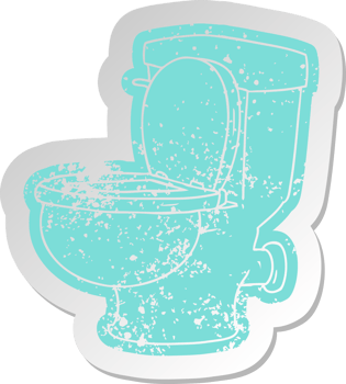 distressed old cartoon sticker of a bathroom toilet png